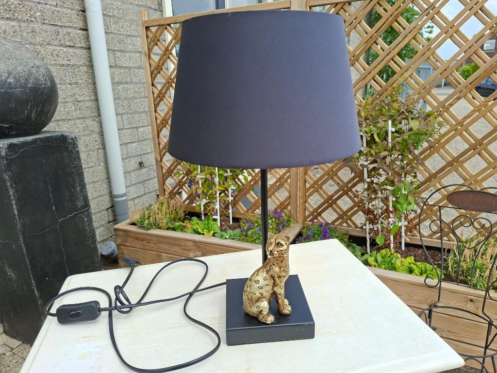 schitterende tafellamp met panter als voet, Huis en Inrichting, Lampen | Tafellampen, Ophalen of Verzenden, Zo goed als nieuw