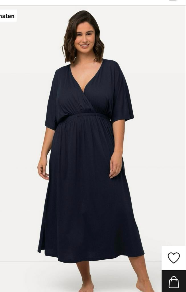 Ulla Popken blauwe jurk vleermuismouwen 62-64, Blauw, Jurk, Ulla Popken, Ophalen of Verzenden