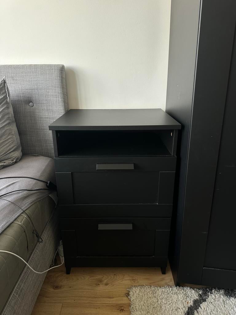 Nachtkastje - IKEA Brimnes (Zwart), Huis en Inrichting, Ophalen, Gebruikt, Minder dan 45 cm, 55 tot 70 cm