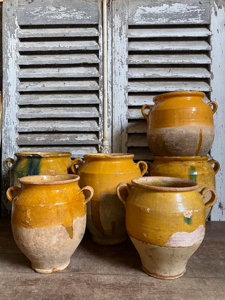 Antiek franse confit pot, aardewerk potten, Ophalen of Verzenden