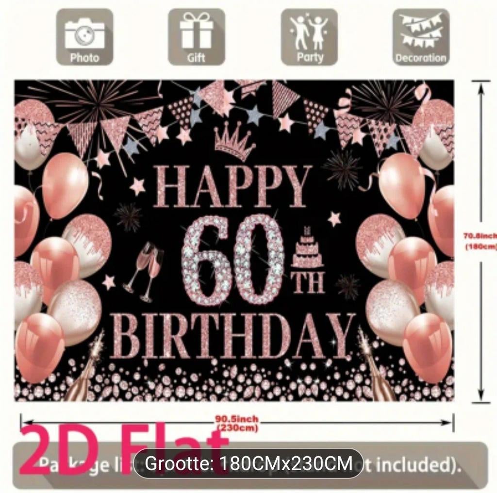 Versiering 60 jaar verjaardag - Roze Goud, Ophalen of Verzenden, Zo goed als nieuw, Versiering, Verjaardag