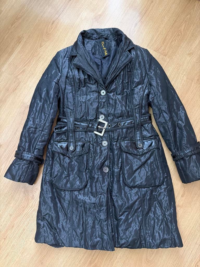 Rino & Pelle Zwarte Gewatteerde Jas Maat 44, Ophalen of Verzenden, Zo goed als nieuw, Maat 42/44 (L), Zwart