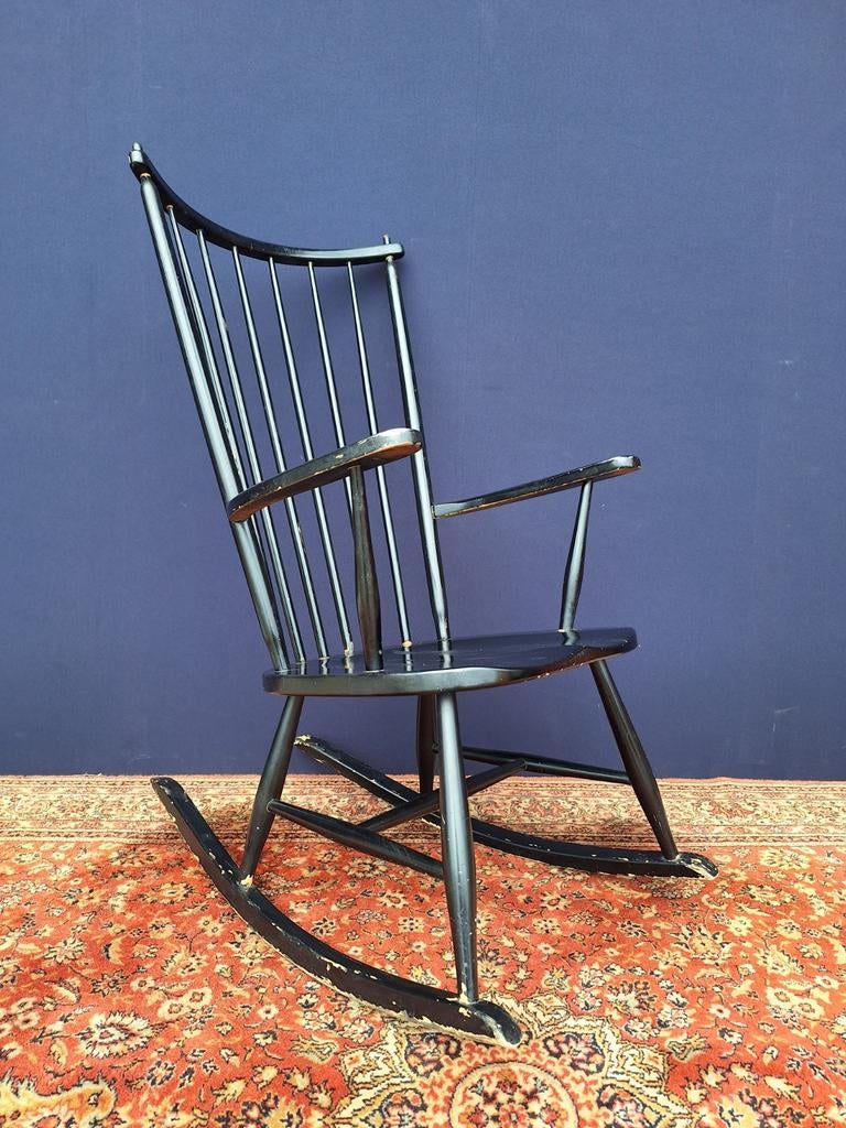 Vintage houten schommelstoel, de Ster Gelderland, stoel, Huis en Inrichting, Stoelen, Ophalen, Gebruikt, Eén, Nvt