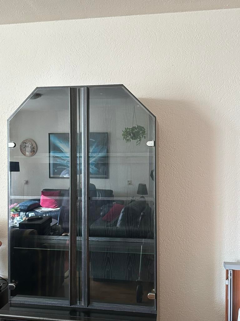 Vitrine kast zwart, Huis en Inrichting, Kasten | Vitrinekasten, Ophalen, Gebruikt, 25 tot 50 cm, 50 tot 100 cm