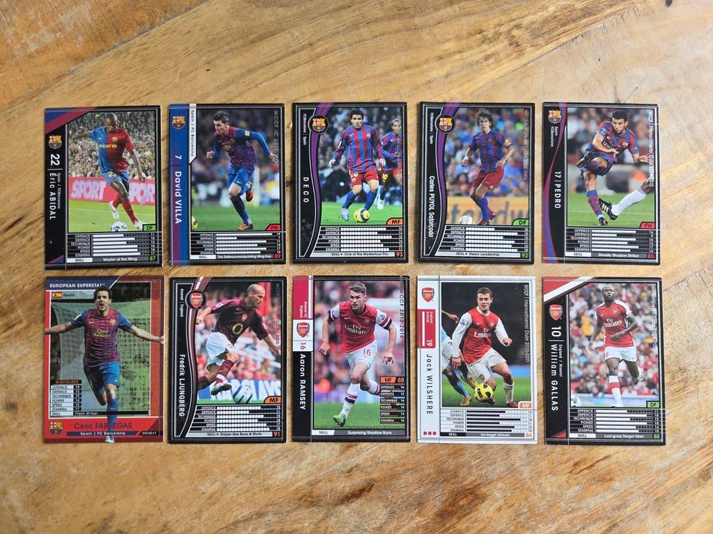 Lot 10x Panini WCCF Barcelona en Arsenal, Ophalen of Verzenden, Zo goed als nieuw, Meerdere kaarten, Foil