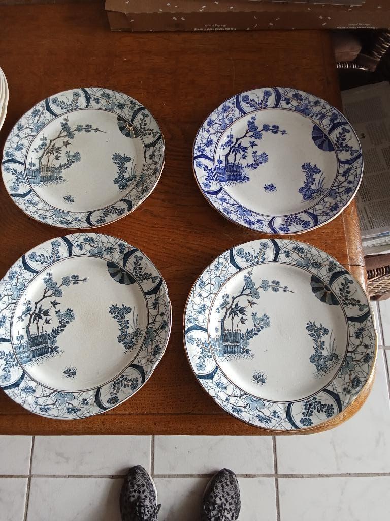 te koop 4 ontbijt bordjes Petrus Regout serie NANKIN, Antiek en Kunst, Ophalen of Verzenden