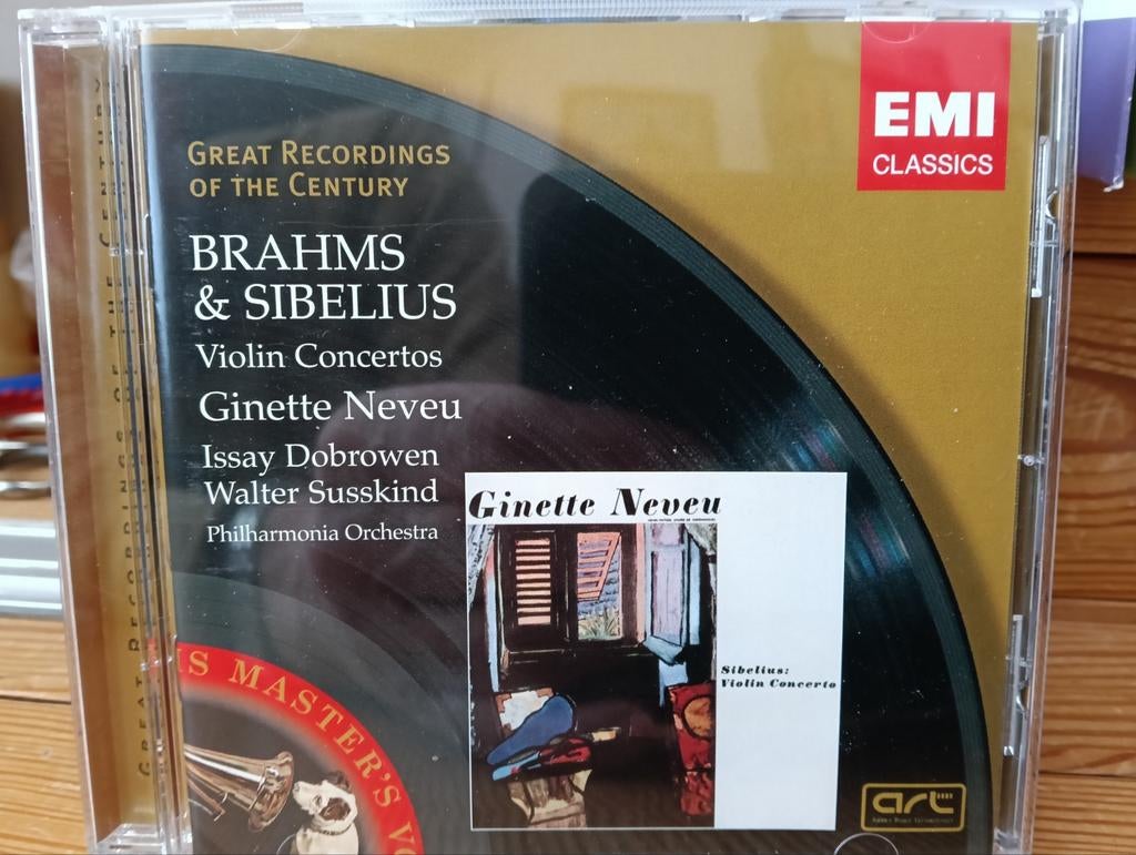 Brahms & Sibelius Violin Concertos. Ginette Neveu, Ophalen of Verzenden, Romantiek, Zo goed als nieuw, Orkest of Ballet