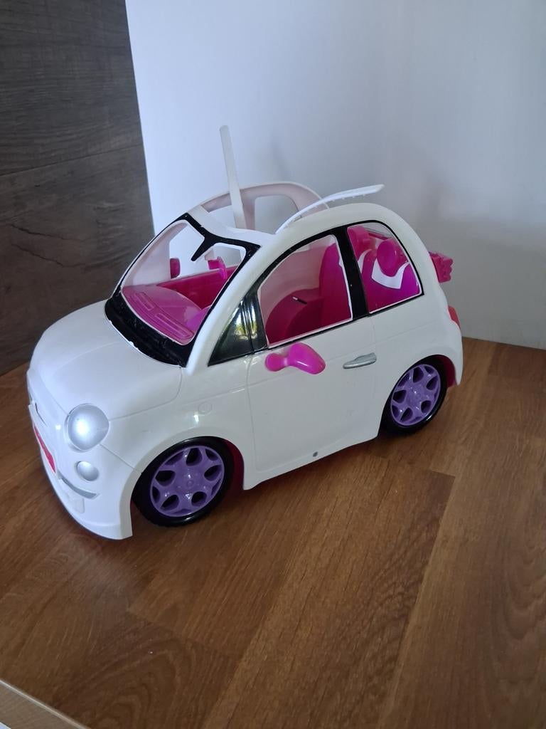 Barbie Fiat 500 Auto - Roze en Wit Speelgoedauto, Ophalen of Verzenden, Gebruikt