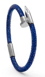 GT Collection Unisex spijker armband Nieuw en de verpakking, Met kristal, Blauw, Nieuw, Leer