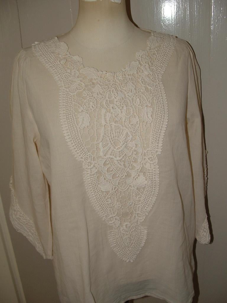 Stile Benetton top - blouse model maat S offwhite popcorn, Overige kleuren, Ophalen of Verzenden, Zo goed als nieuw, Maat 36 (S)