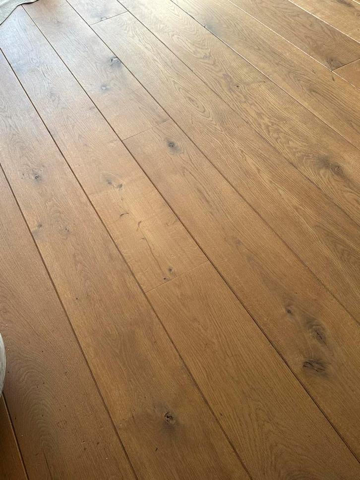 Gebruikte parketvloer 60 m2 - 3x opschuurbaar, Doe-het-zelf en Verbouw, Hout en Planken, Gebruikt, Plank, Eiken, Minder dan 200 cm