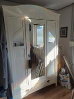 Antieke eiken houten linnen kast wit brocante, Ophalen