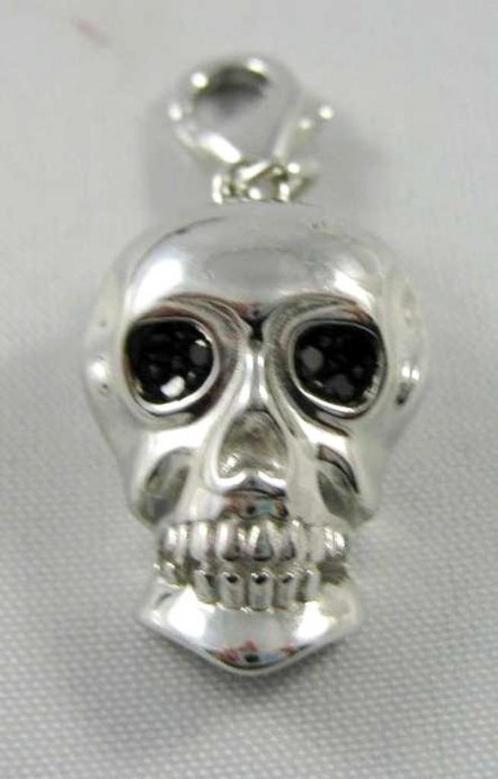 Hanger doodshoofd, skull, sterling zilver + zwart (6680-494, Sieraden, Tassen en Uiterlijk, Kettinghangers, Nieuw, Zilver, Zwart