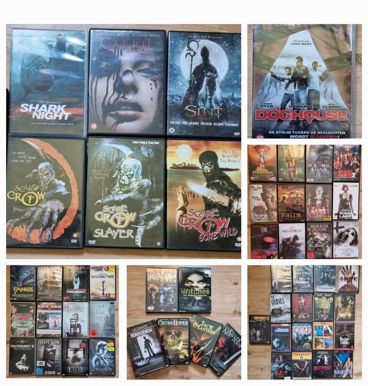 Horror dvd's, ongeveer 60 stuks. Veel nog nieuw!, Cd's en Dvd's, Dvd's | Horror, Zo goed als nieuw, Overige genres, Alle leeftijden