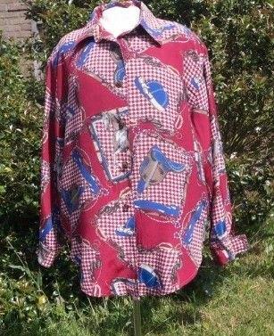 jaren 80 Blouse met een aparte paardenprint, mt. 48 / 50, Kleding | Dames, Carnavalskleding en Feestkleding, Zo goed als nieuw