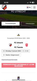 Tickets Fc utrecht - Twente BEKER, Twee personen
