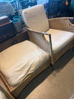 Rotan Stoelen Set + Voetenbank, Ophalen, Gebruikt, Minder dan 75 cm, Riet of Rotan