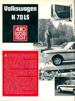Autokampioen test VW K70 LS 1973, Boeken, Auto's | Folders en Tijdschriften, Gelezen, Volkswagen, Ophalen of Verzenden