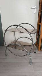 Unieke vintage IKEA trolley, chroom met rookglas, Huis en Inrichting, Tafels | Bijzettafels, Ophalen, Overige materialen, Rond