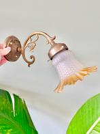 Vintage messing Art Nouveau wandlamp muurlamp, Ophalen of Verzenden, Gebruikt, Glas