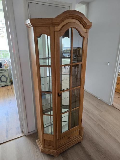 Eiken vitrinekast, Huis en Inrichting, Kasten | Vitrinekasten, Zo goed als nieuw, 50 tot 100 cm, 25 tot 50 cm, Ophalen