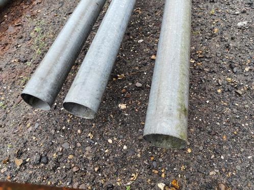 3 gegalvaniseerde buizen lengte 6m,  85mm, Doe-het-zelf en Verbouw, Metalen, Gebruikt, IJzer, Ophalen