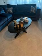 Ovale salontafel visgraat hout zwart mango, Ophalen, 100 tot 150 cm, 50 tot 100 cm, Zo goed als nieuw