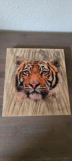 Nr.310 handgemaakt houten wandbordje, tijger., Huis en Inrichting, Woonaccessoires | Wanddecoraties, Ophalen of Verzenden, Nieuw