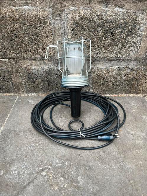 Vintage looplamp/garagelamp met lang snoer, Antiek en Kunst, Antiek | Lampen, Ophalen of Verzenden