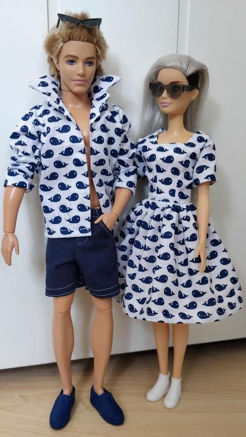 Barbiekleertjes/Barbiekleding: zomerjurk Barbie, setje Ken, Kinderen en Baby's, Speelgoed | Poppen, Nieuw, Barbie, Verzenden