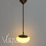 Art deco stijl hanglamp, lamp melk glas schaal, Ophalen, Gebruikt, -, -
