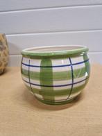 bloempot groen wit geruit aardewerk, Tuin en Terras, Bloempotten, Ophalen of Verzenden, 'T Olde Gre-j, Info@toldegrej.nl, Endepoelstraat 20f Didam