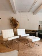 Barcelona Chair + Ottoman Set - Leer & Metaal, Huis en Inrichting, Ophalen of Verzenden, Gebruikt, Leer, 75 tot 100 cm