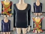 3 effen T-shirts, zwart en blauw, maat 36/38, Ophalen of Verzenden, Gedragen, Maat 36 (S), Lange mouw