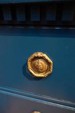 Blauwe ladenkast brocante, Ophalen, Gebruikt, Eikenhout, 50 tot 100 cm