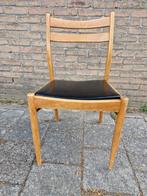 Vintage jaren 60 eetkamerstoel blank hout met zwart skai., Ophalen, Zwart, Zo goed als nieuw, Eén