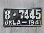 Kentekenplaat 1941 Oklahoma USA Nummerplaat Nummerbord, Verzamelen, Ophalen of Verzenden, Gebruikt, Auto's