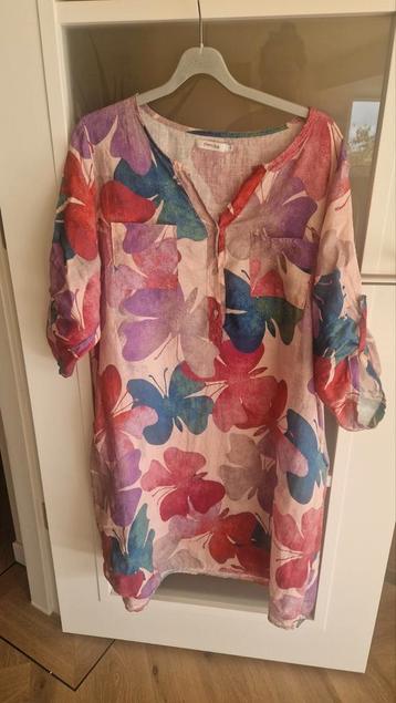 Paprika Linnen Jurk Vlinderprint Maat 50/52 beschikbaar voor biedingen