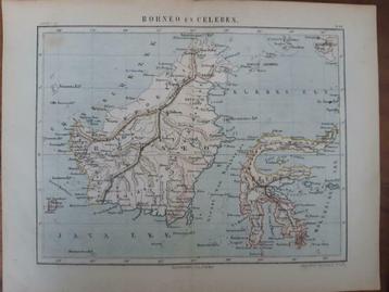 60 / Litho uit 1882 van J. Kuyper met Borneo en Celebes beschikbaar voor biedingen