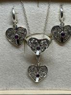 Zilveren set met robijnen (oorbellen hanger en ring), Sieraden, Tassen en Uiterlijk, Kettinghangers, Overige voorstellingen, Info@zilverenedelstenen.com