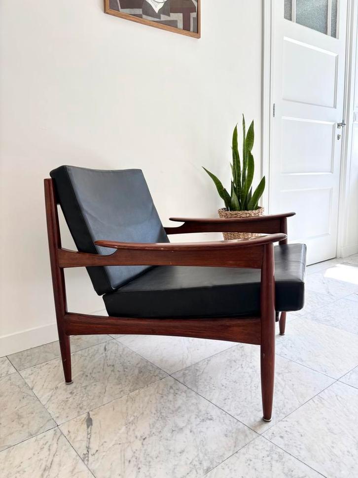 Vintage Deens design fauteuil, easy chair, Sibast furniture, Huis en Inrichting, Fauteuils, Gebruikt, Kunststof, 50 tot 75 cm