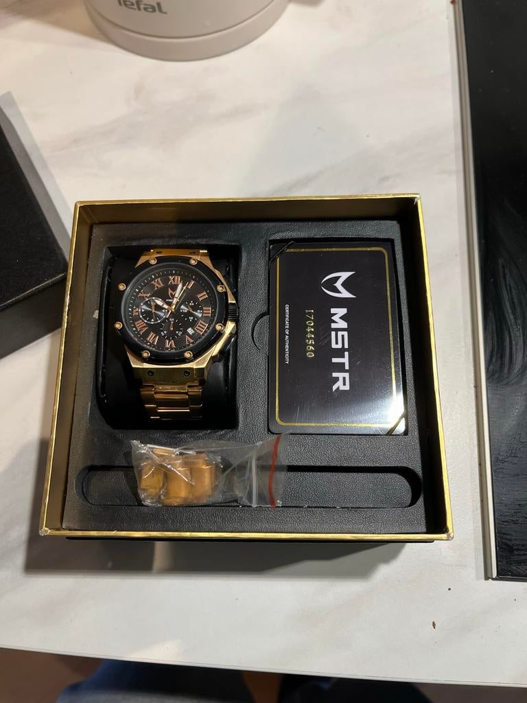 MSTR Horloge - Rose-Goud Kleur, Sieraden, Tassen en Uiterlijk, Horloges | Heren, Overige merken, Staal, Polshorloge, Ophalen of Verzenden