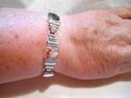 Echt zilveren schakel armband met 5 kleuren jaspis, Sieraden, Tassen en Uiterlijk, Antieke sieraden, Verzenden, Zilver, Armband