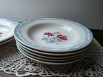 Pastel rand anjer en een roos rood/roze gebloemd borden x 7, Antiek en Kunst, Ophalen of Verzenden