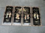 4 chinees japanse panelen handwerk lak jade speksteen, Ophalen of Verzenden, Zo goed als nieuw