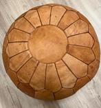 Nieuwe Marokkaanse handgemaakte leren poef, gevuld, Huis en Inrichting, Minder dan 50 cm, Rond, Nieuw, Ophalen of Verzenden