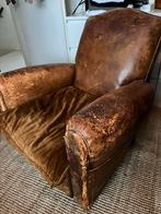 Oude clubchair, Huis en Inrichting, Fauteuils, Ophalen, Gebruikt, Leer, Minder dan 50 cm