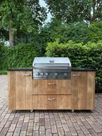 Eiken buitenkeuken met Grandhall BBQ, verrijdbaar., Tuin en Terras, Buitenkeukens, Ophalen, Gebruikt, Grandhall Elite, Gas
