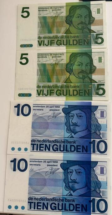 Vijf gulden en tien gulden biljetten 1968 en 1973 Nederland beschikbaar voor biedingen