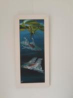 olieverf schilderij 20*50, neon tetra longfin, Ophalen of Verzenden